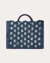 Rabanne Sac A Main Denim Raffia Tote Bag In Blue