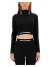 Rabanne Logo-underband Cropped Sweatshirt In Black