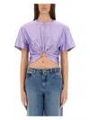 Rabanne Cropped T-shirt With Piercing Detail In Lilac