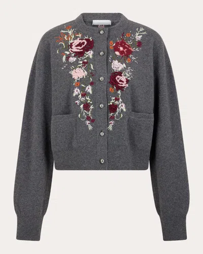 RABANNE WOMEN'S CRYSTAL EMBROIDERED FLORAL WOOL-CASHMERE CARDIGAN
