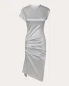 Rabanne Asymmetric Ruched Stretch-lurex Dress In Silver
