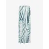 Rabanne Womens Drappe Bleu Drape-illustration Jersey Maxi Skirt In Drappe Bleu