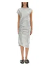 Rabanne Asymmetric Ruched Stretch-lurex Dress In Silver