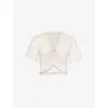 Rabanne Cropped Fringed Embellished Cotton-jersey T-shirt In Ecru
