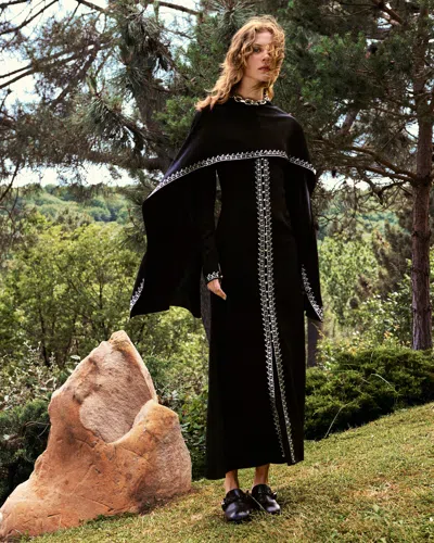 Rabanne Women's Embellished Cape Dress In Black