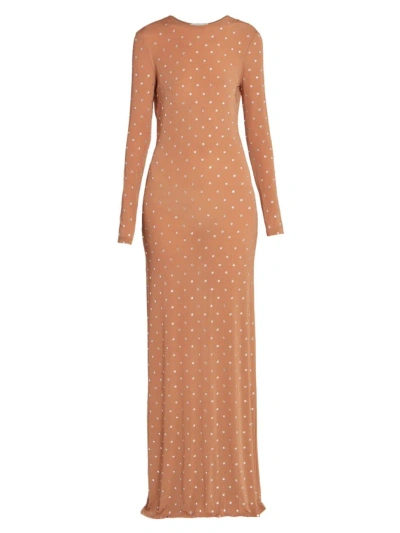 Rabanne Women's Embellished Crewneck Maxi Dress In Brown