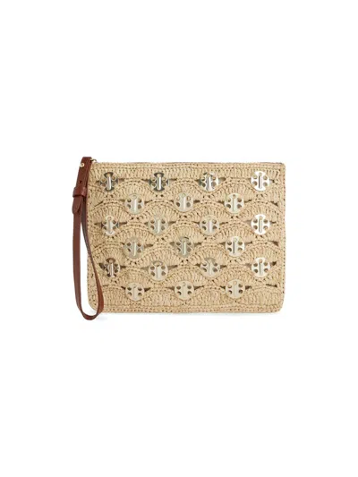 Rabanne Women's Embellished Raffia Wristlet Pouch In Gold