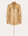 Rabanne Sheer Sequined Shirt In Brown