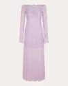 Rabanne Womens French Lavander Off-shoulder Long-sleeves Lace Midi Dress In Purple