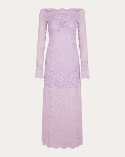 RABANNE WOMEN'S FLORAL LACE RUCHED OFF-SHOULDER MAXI DRESS