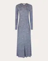 Rabanne Knitted Floral Print Maxi Dress In Blue