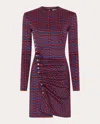 Rabanne Checked-intarsia Knitted Mini Dress In Geometric/red/plaid