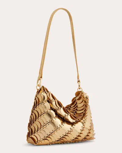 Rabanne Women's Gold Paco Leather Disc Bag In Brown