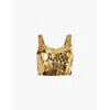 Rabanne Womens Gold Sequin-embellished Cropped Metallic Top In Gold