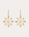 Rabanne Women's Gold-tone Crystal Ship Wheel Earrings
