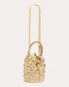 Rabanne Beige Shoulder Bag With Removable Shoulder Strap In Raphia Woman In Natural/light Gold