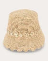 Rabanne Women's Iconic 1969 Embellished Raffia Bucket Hat In Natural/light Gold