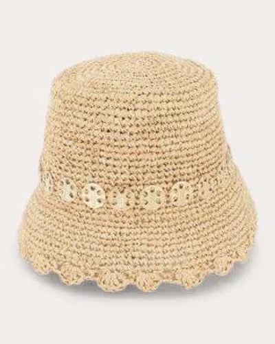 Rabanne Women's Iconic 1969 Embellished Raffia Bucket Hat In Natural/light Gold