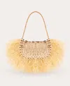 Rabanne Women's Iconic 1969 Nano Raffia-fringed Chainmail Bag In Natural/bronze
