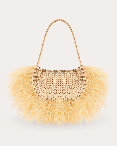 Rabanne Women's Iconic 1969 Nano Raffia-fringed Chainmail Bag In Natural/bronze