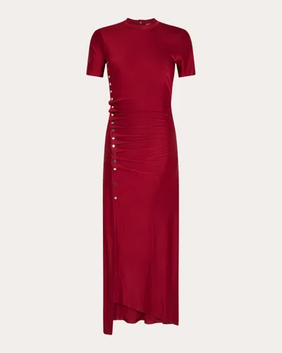 RABANNE WOMEN'S JERSEY ASYMMETRIC DRAPE MIDI DRESS