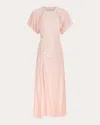 Rabanne Women's Jersey Flutter-sleeve Asymmetric Drape Midi Dress In Pink