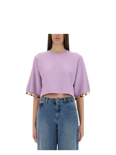 RABANNE WOMEN'S KNITTED CROPPED T SHIRT