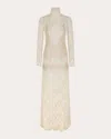 Rabanne Floral Lace Mock Neck Maxi Dress In Neutrals