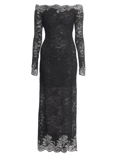 Rabanne Women's Lace Off-the-shoulder Column Maxi Dress In Black