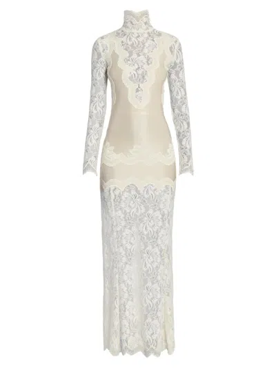 Rabanne Women's Lace Sheath Maxi Dress In White