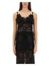 Rabanne Intricate Lace Top With Adjustable Spaghetti Straps In Black
