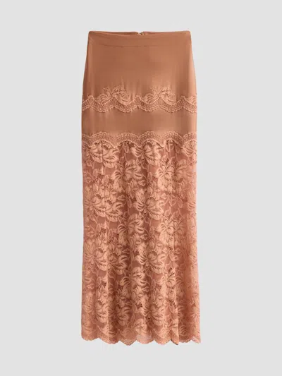 Rabanne Women's Lace-trimmed Maxi Skirt In Brown
