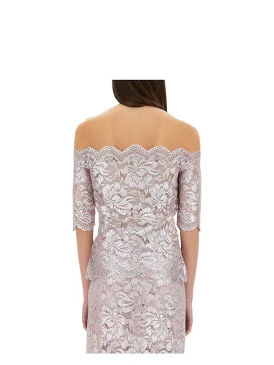 RABANNE WOMEN'S LAMINATED LACE OFF THE SHOULDER TOP