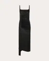 Rabanne Leather Asymmetric Short Dress In Black