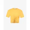 Rabanne Ring-detail Cropped T-shirt In Light Orange