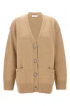 Rabanne Logo Button Cardigan In Cream