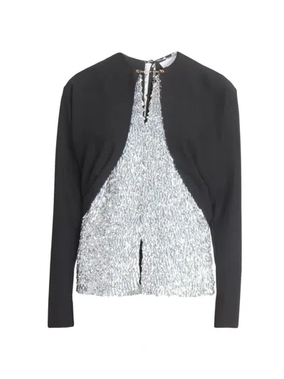 Rabanne Women's Metallic Crepe Blouse In Black