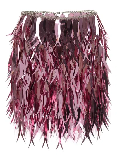 RABANNE WOMEN'S METALLIC FEATHERS MINI SKIRT