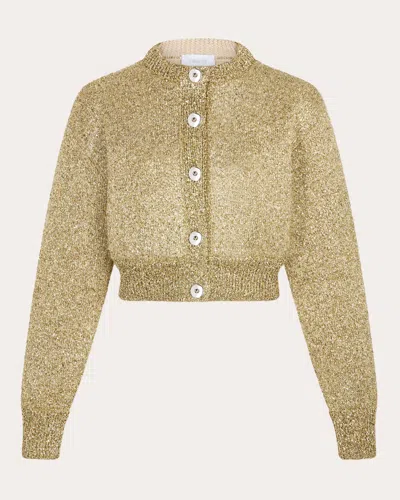 RABANNE WOMEN'S METALLIC KNIT CROPPED CARDIGAN