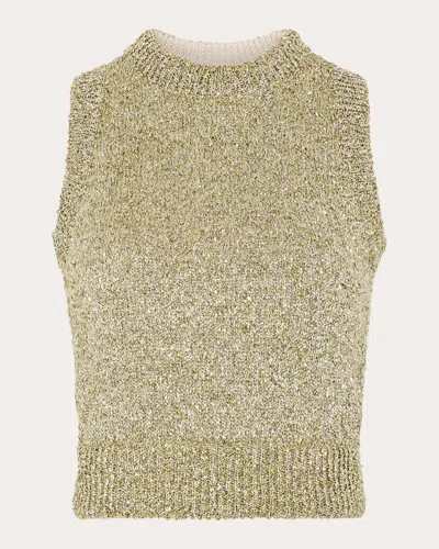 Rabanne Women's Metallic Knit Cropped Tank Top In Gold