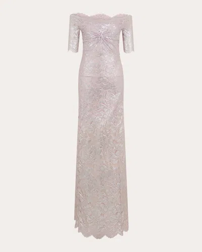 RABANNE WOMEN'S METALLIC LACE OFF-SHOULDER MAXI DRESS