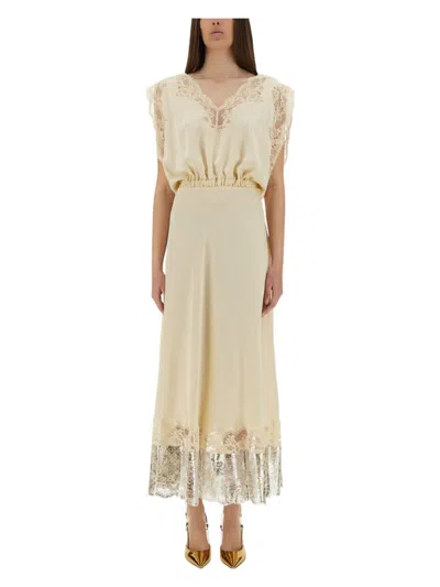 RABANNE WOMEN'S MIDI DRESS WITH LACE INLAYS