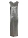 Rabanne Mesh Draped Maxi Sequin Dress In Metallic