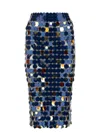Rabanne Paillette-chainmail Pencil Midi Skirt In Blue