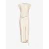 Rabanne Draped Asymmetric Urania Midi Dress In Nude