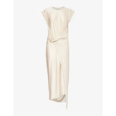 Rabanne Womens Nude Wrap-front Stretch-woven Midi Dress