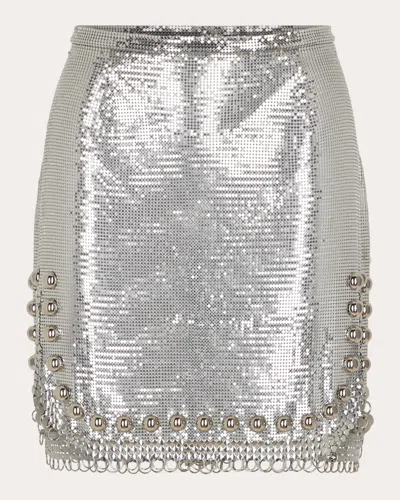 RABANNE WOMEN'S PIXEL EMBELLISHED MESH MINI SKIRT