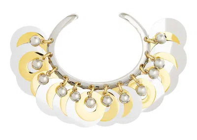 Pre-owned Rabanne Women's  H&m Beaded Discembellished Bangle In Silver/gold