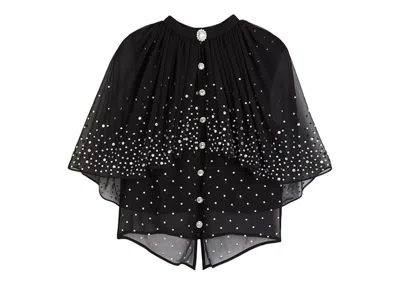 Pre-owned Rabanne Women's  H&m Embellished Chiffon Cape Top In Black