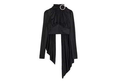 Pre-owned Rabanne Women's  H&m Jersey Scarfdetail Top In Black